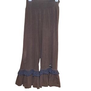 Matilda Jane Paint  Numbers Pants Young Wheat Big Ruffle Crochet Tan Sz M